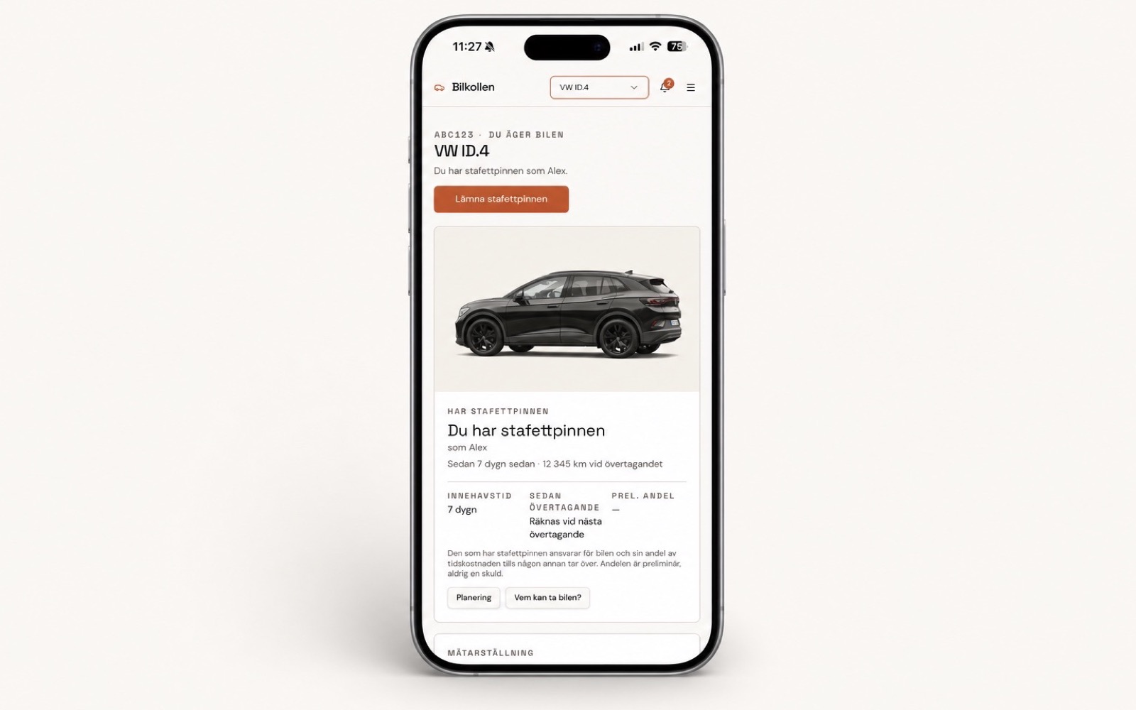 Bilkollen — Ordning på bilen när flera delar på den.